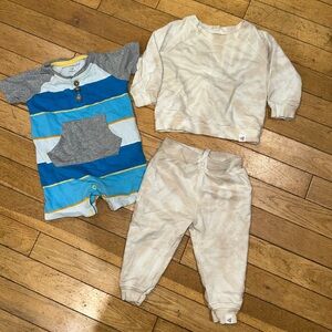 Baby Boy’s Burt’s Bees set onesie striped